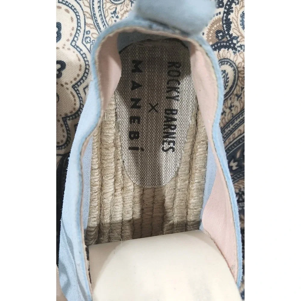 Rocky Barnes‎ x Manebi Light Blue Suede Platform Espadrille Sneakers Ribbon Lace